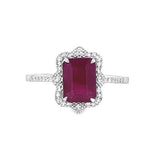 14k White Gold Diamond & Ruby Filigree Ring DCR-24732