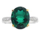 10KTT Diamond Created Emerald Ring DCR-24748