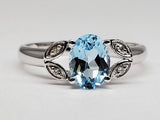 10K White Gold Diamond and Blue Topaz Ring DCR-24749
