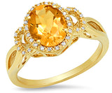10K Gold Diamond Citrine Ring DCR-24751