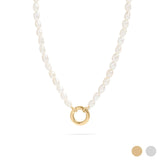 Gold Finish Stainless Steel Freshwater Pearl Charm Holder Necklace 18" SSJ-13676