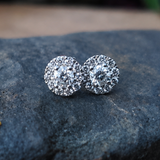 14K White Gold .25CTW Diamond Halo Stud Earrings DER-26103