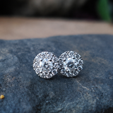 14K White Gold 1/3CTW Diamond Halo Stud Earrings DER-26102