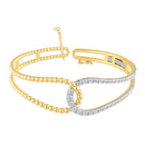 14K Two-Tone  Diamond Double HorseShoe Bangle DBR-23177