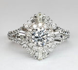 14K White Gold Diamond Round & Baguette Ring  DFR-26057