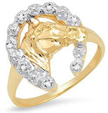 10K 7 Diamond Horseshoe Horse Head Ring    DFR-26079