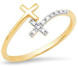 10k Yellow Gold Double Cross Diamond Ring DFR-26115