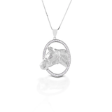 Kelly Herd Oval Halter Horsehead Necklace - Sterling Silver - SCZ-10024