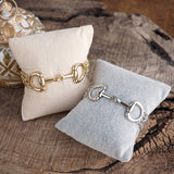 Silver Tone Rolo Chain Horse Bit Bracelet SSJ-13694