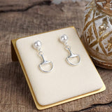 Pearl Bit Drop Earrings Silver Tone