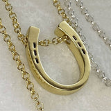 Sterling Silver Classique Horseshoe & Chain Necklace Gold SSJ-13712