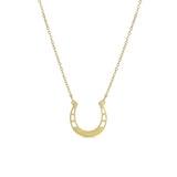 Engravable Gold Finish Stainless Steel Horseshoe Necklace 18" SSJ-13640