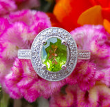 Sterling Silver Peridot and Diamond Ring SDM-11179