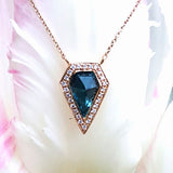 14k Rose Gold London Blue Topaz and Diamond Pendant - DPD-26569