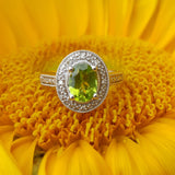 Sterling Silver Peridot and Diamond Ring SDM-11179