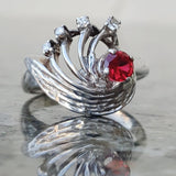 14k White Gold Ruby and Diamond Swirl Ring DEJ-24246