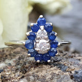 14k White Gold Sapphire and Diamond Pear Cluster Ring DEJ-24323