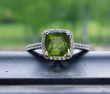 14k White Gold Peridot and Diamond Ring   DCR-24600