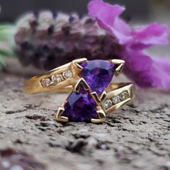 10k popular Marquis Amethyst/Diamonds Ring