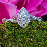 10k White Gold .60 CTW Marquise Halo Diamond Engagement Ring DSR-23629
