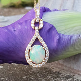 14k Yellow Gold Ethiopian Opal and Diamond Pendant -  DPD-26529