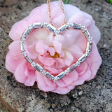 10k Rose Gold Baguette Diamond Open Heart Pendant - DPD-26640