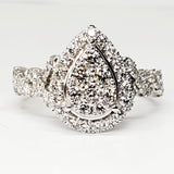 14KW 1.03CTW Diamond Pear Cluster Halo Ring   DFR-26018