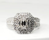 10KW 1.10CTW Diamond Baguette Halo Ring DSR-23721