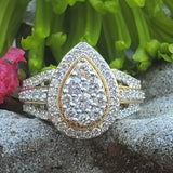 14KY 1.03CTW Diamond Pear Halo Cluster Ring DFR-26021