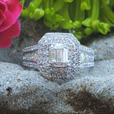 10KW 1.10CTW Diamond Baguette Halo Ring DSR-23721