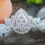 14KW 1.03CTW Diamond Pear Cluster Halo Ring   DFR-26018