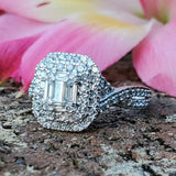 10KW 1CTW Diamond Baguette Cluster Halo Ring   DSR-23722