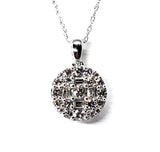 14k White Gold Diamond Baguette & Round Cluster Pendant - DPD-26809