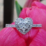 10K White & Rose Gold Diamond Heart Cluster Ring DFR-26040