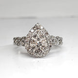 10KW .80 CTW Diamond Pear Halo Cluster Ring DFR-26038