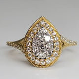 14KY .50 CTW Diamond Pear Halo Cluster Ring DFR-26039