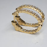 14k Yellow Gold Oval In-Out  Diamond Hoop Earrings DER-25956