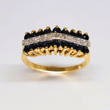 14K Yellow Gold Sapphire & Diamond Pyramid Ring DEJ-24439