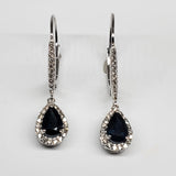 14KW Pear Sapphire with Diamond Halo Dangle Earring -  DER-25962