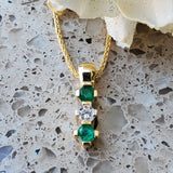 14k Yellow Gold Emerald and Diamond Pendant DEJ-24436
