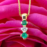 14k Yellow Gold Emerald and Diamond Pendant DEJ-24436