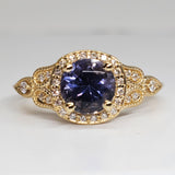 14K Yellow Gold Iolite &  Diamond Ring DCR-24712