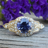 14K Yellow Gold Iolite &  Diamond Ring DCR-24712