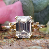 14K Yellow Gold 2.11 CTW Natural Emerald Cut Diamond Ring DSR-22741