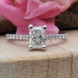 14k White Gold 1.15 CTW Radiant Diamond Engagement Ring DSR-23681