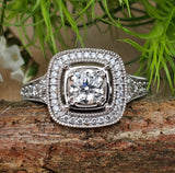 14k White Gold .75 CTW Halo Diamond Ring - DSR-23723