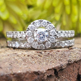 10k White Gold Round Diamond Halo Engagement Ring - DBS-22898