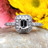 14k White Gold .63 CTW Emerald Cut Diamond Engagement Ring - DSR-23208