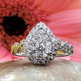 14KW 1.03CTW Diamond Pear Cluster Halo Ring   DFR-26018