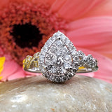 10KW .80 CTW Diamond Pear Halo Cluster Ring DFR-26038
